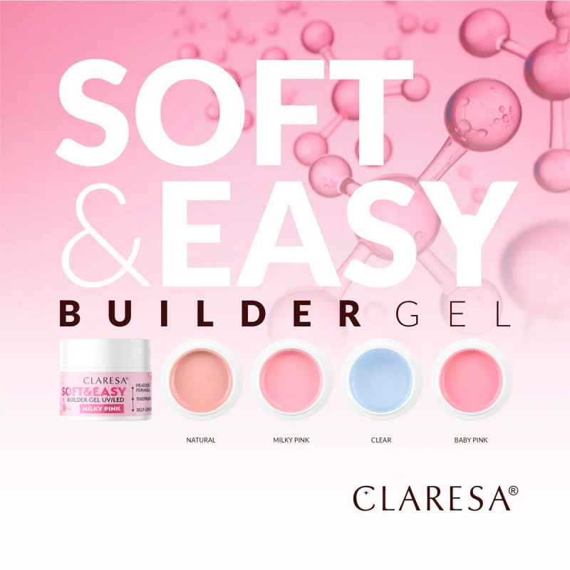 Гель для наращивания Claresa SOFT&EASY, milky pink