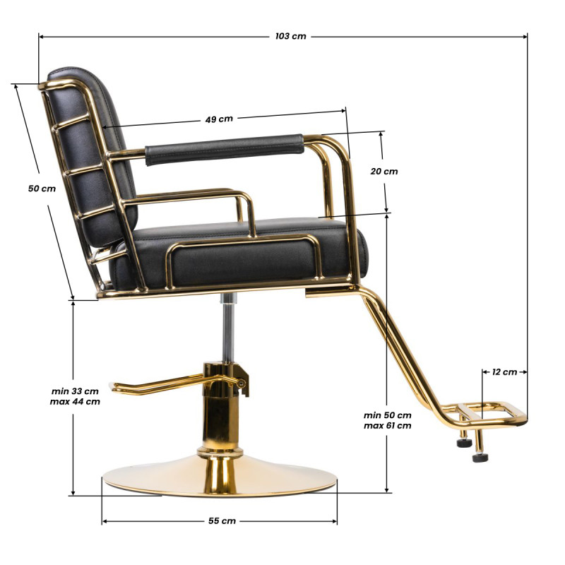 GABBIANO HAIRDRESSING CHAIR PRATO GOLD - BLACK