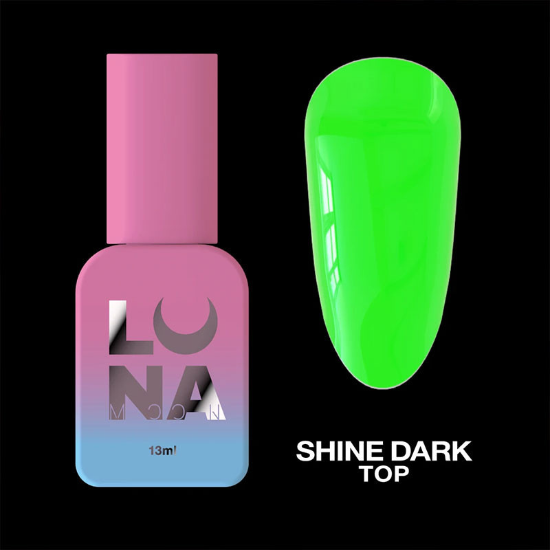 Топ для гель-лака, светящийся в темноте - Lunamoon Top Shine Dark Green, 13 мл