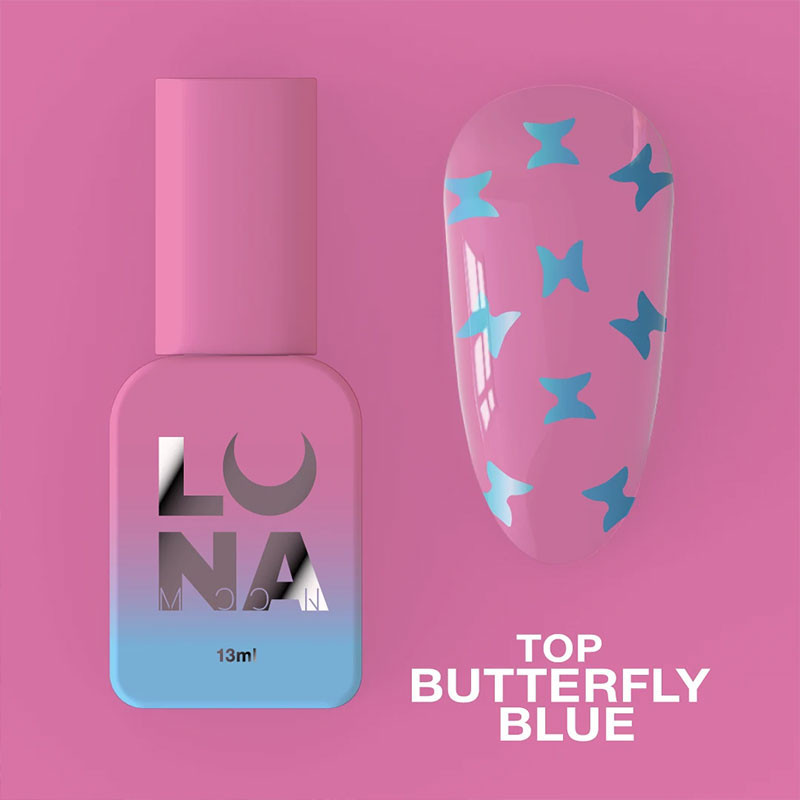 Top coat no-wipe – Lunamoon Top Butterfly Blue – 13 ml