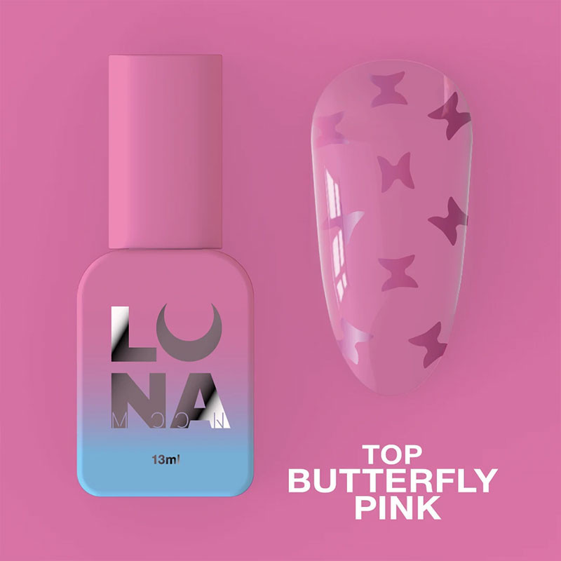 Top coat ilma kleepuva kihita – Lunamoon Top Butterfly Pink – 13 ml