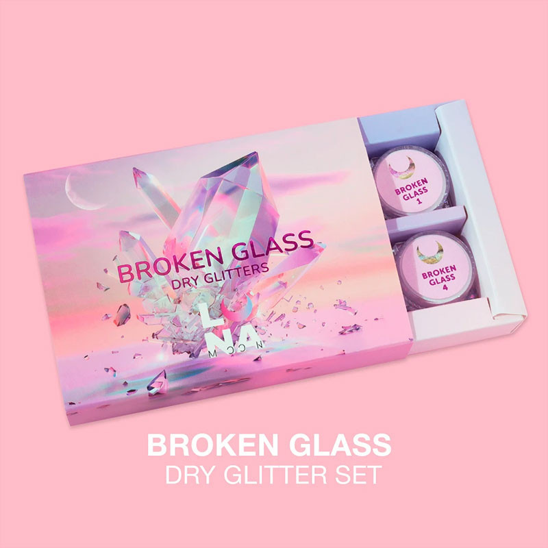 Set of Dry Nail Glitters Lunamoon Broken Glass - 6 pcs